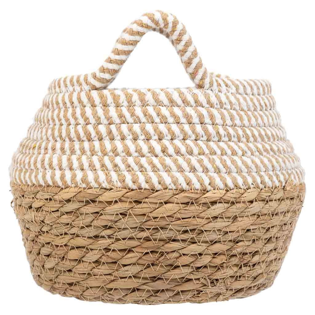 Cestino in fibra naturale e cotone marrone D18x13/16,5