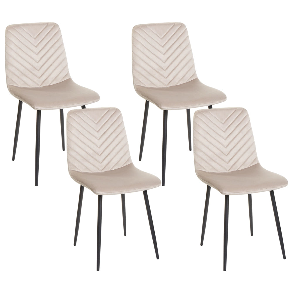 Set di 4 sedie da pranzo in velluto beige gambe in ferro gambe stile elegante
