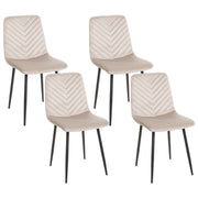 Set di 4 sedie da pranzo in velluto beige gambe in ferro gambe stile elegante