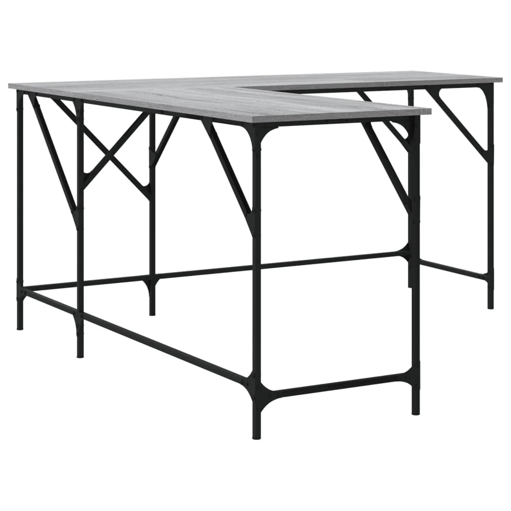 Scrivania Sonoma postazione computer mobile per computer scrivania da studio 149 x 149 x 75 cm legno ingegnerizzato grigio 02_0023962