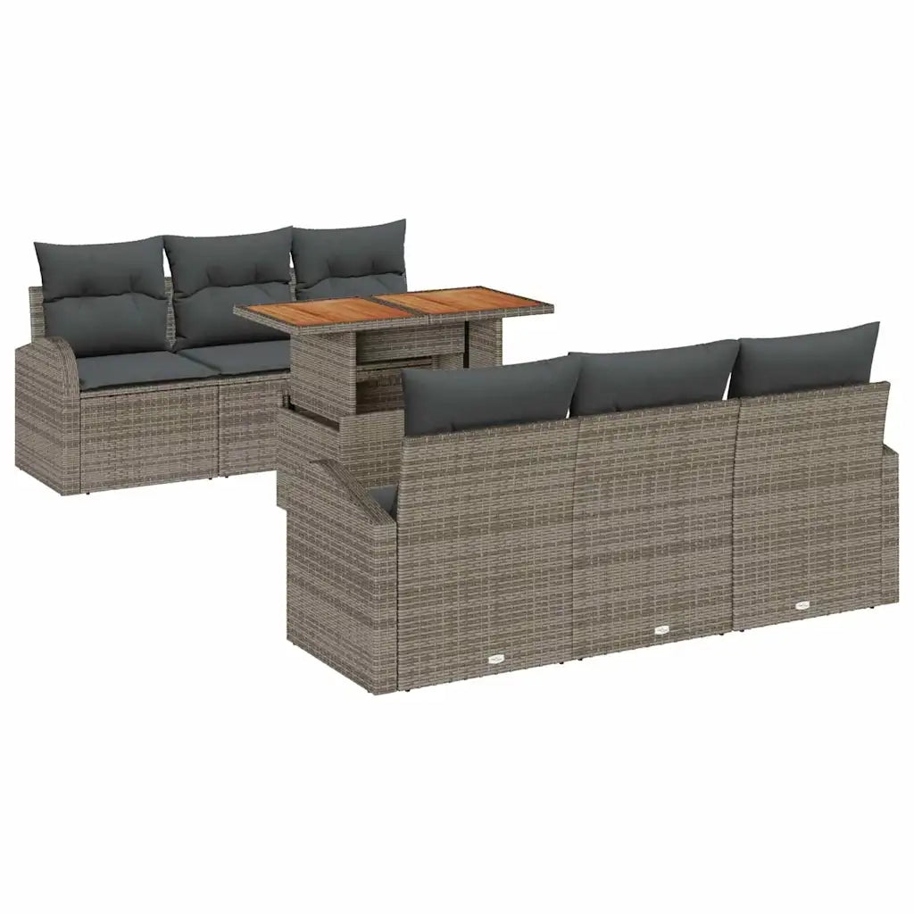 Set Divano da Giardino 7 pcs Grigio Poly Rattan 3358267