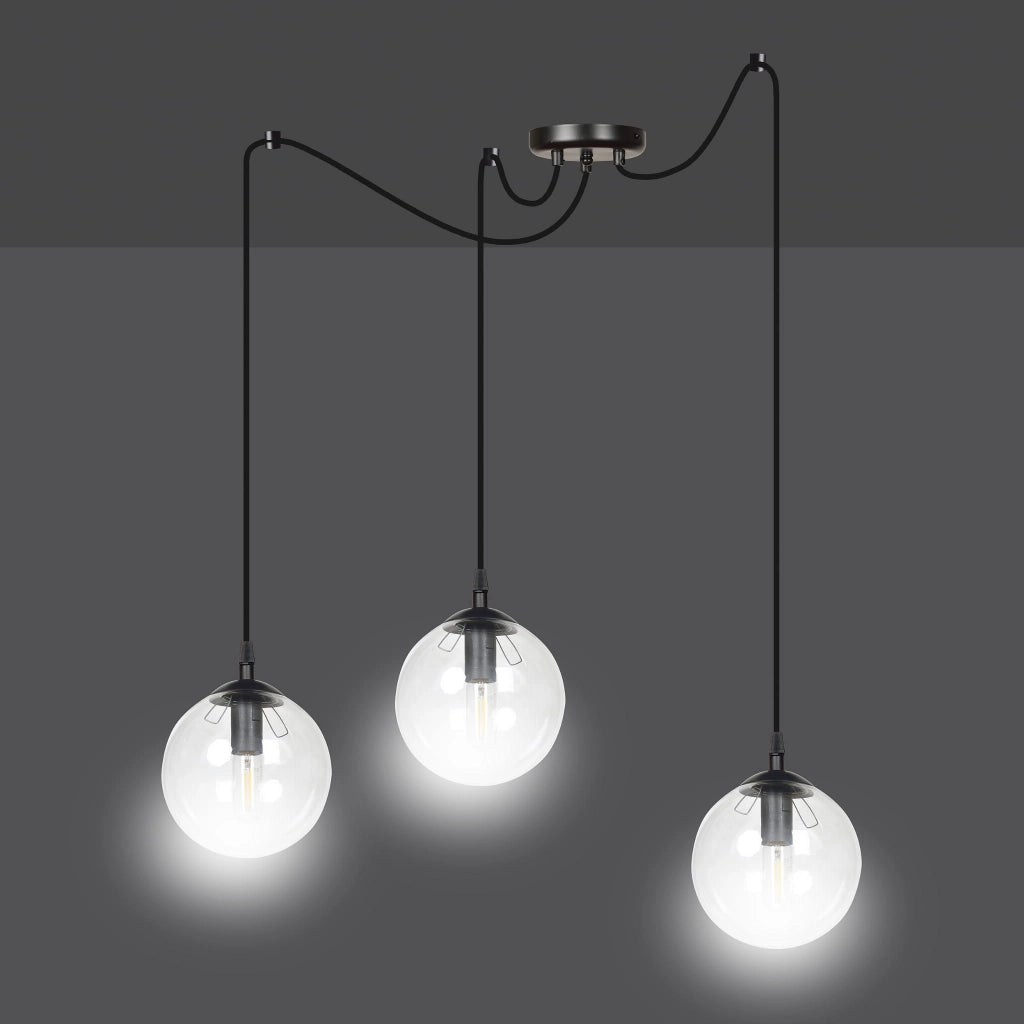 Lampadario Emibig GIGI 3 nero trasparente 3xE14 vetro