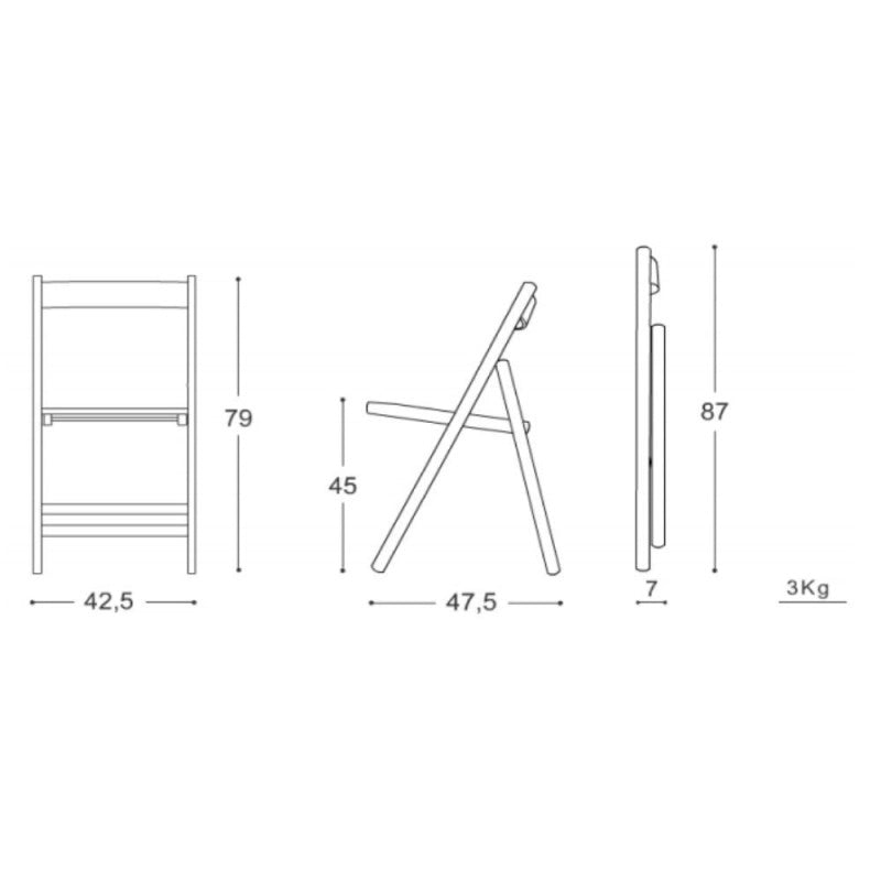 Sedia pieghevole Penelope in legno rossa set 4 pezzi