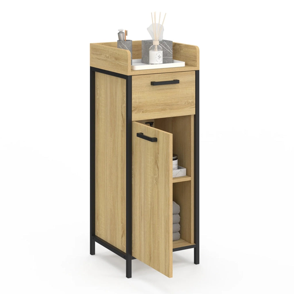 IDMarket - DETROIT colonna portaoggetti occasionale per il bagno 1 cassetto 1 armadio design industriale