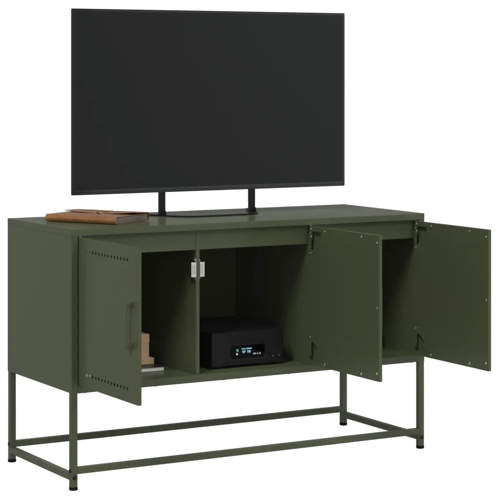 Mobile TV | Armadietto TV | Mobile Porta TV Verde Oliva 100,5x39x60,5 cm in Acciaio