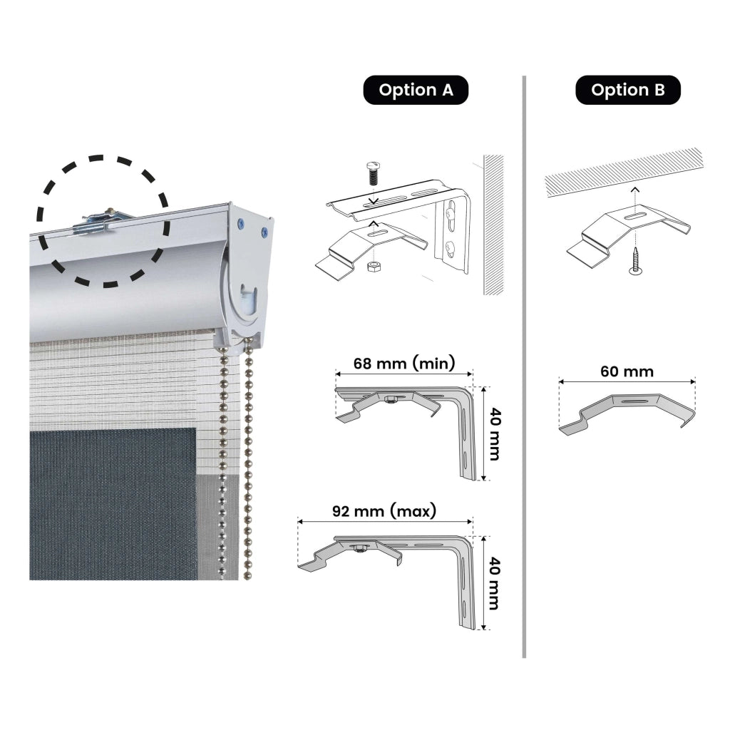 Tenda a Rullo giorno / notte Premium Con Finiture premium Bianco-Tortora-Grafito 60x250 cm