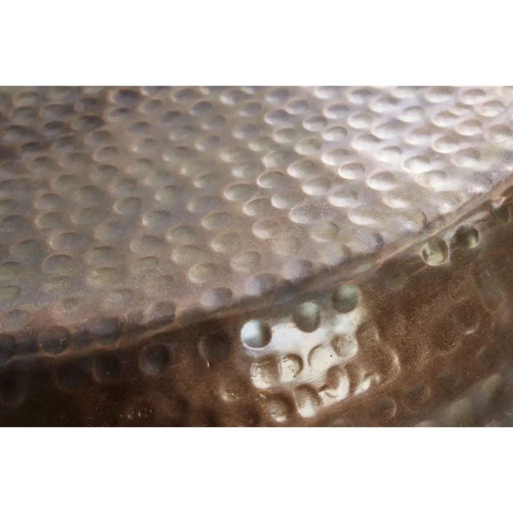 Tavolino basso TRIANE marrone 80 cm – Alluminio martellato design lucido