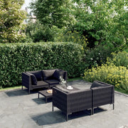 Divani da Giardino 5 pz con Cuscini in Polyrattan Grigio Scuro 3099798
