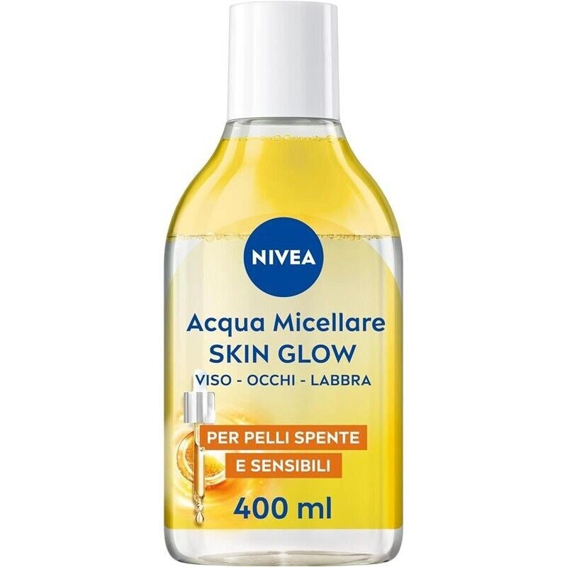 NIVEA ACQUA MICELLARE SKIN GLOW 400 ML STRUCCANTE VISO E OCCHI CON 5% SIERO NO RISCIACQUO PER PELLI SPENTE E SENSIBILI