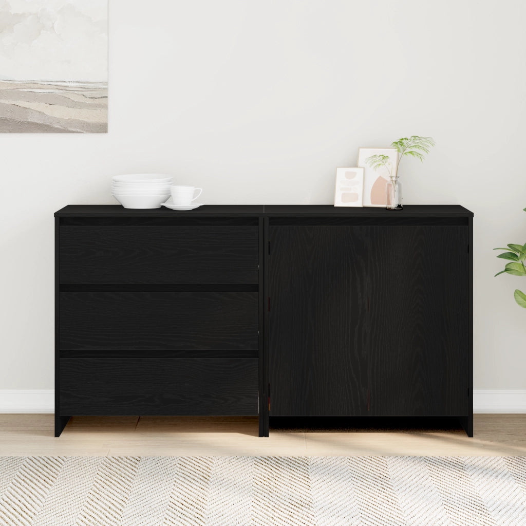 2-Pezzi Sideboards in Legno Ingegnerizzato Nero