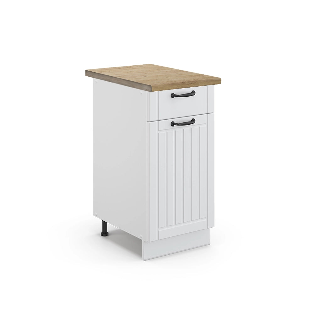 Mobiletto base per cucina Fame-Line Bianco rustico/Bianco 40 cm, PL Rovere Vicco
