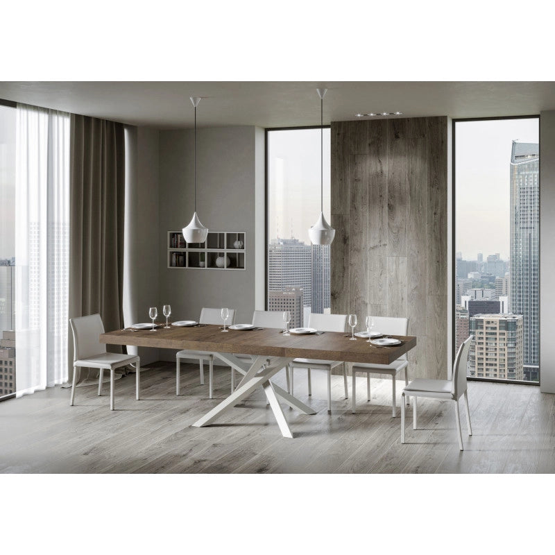 Tavolo allungabile 160/264x90 cm Volantis Premium telaio Bianche - Noce