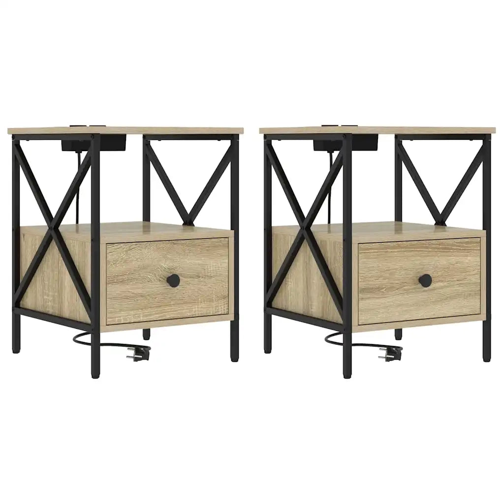 Set di 2 Comodini | Armadio da Notte | Mobiletto da notte Rovere Sonoma 41,5 x 40,5 x 55 cm