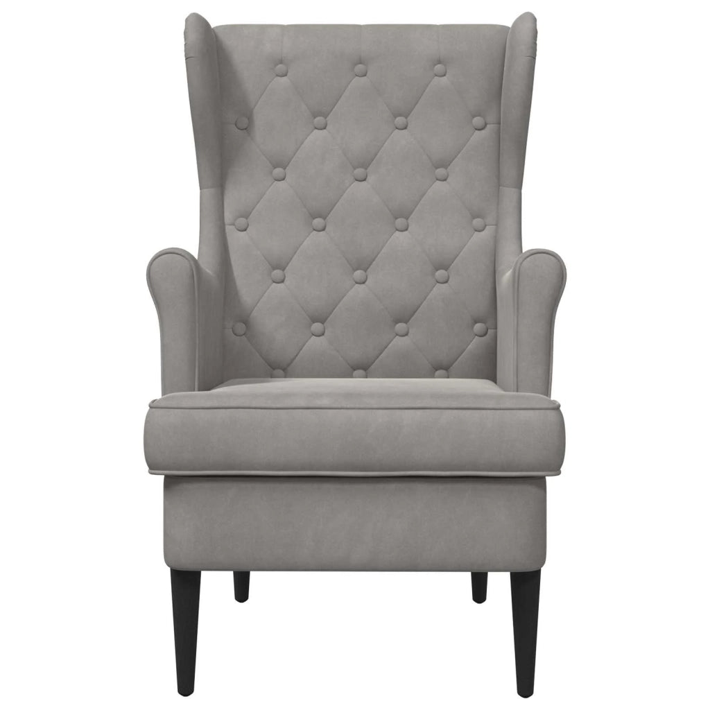 Poltrona-Divano Sedia-Poltroncina Grigio Chiaro Velluto 165436