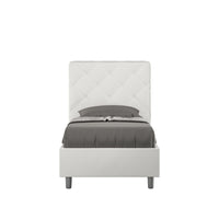 Letto Singolo 80x210 cm con Rete e Contenitore Priya Bianco