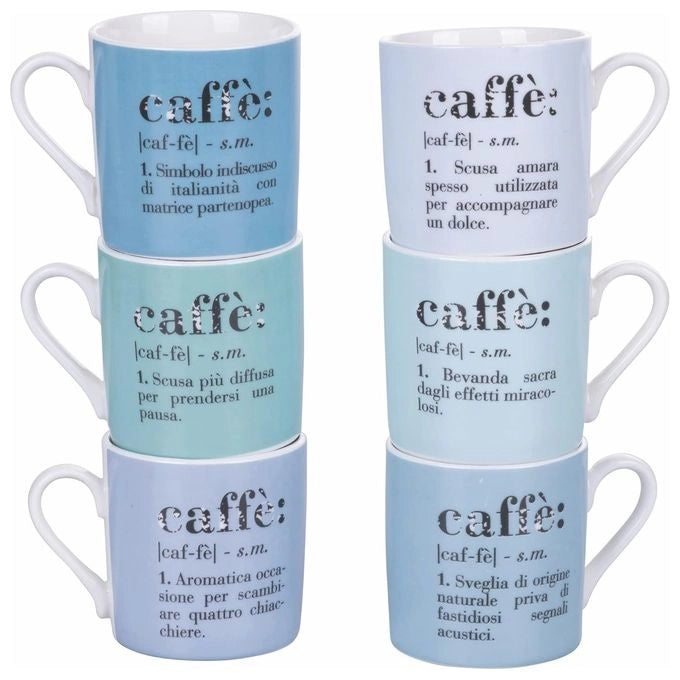 Set 6 tazzine caffe' in new bone china 90 ml,Victionary Ocean