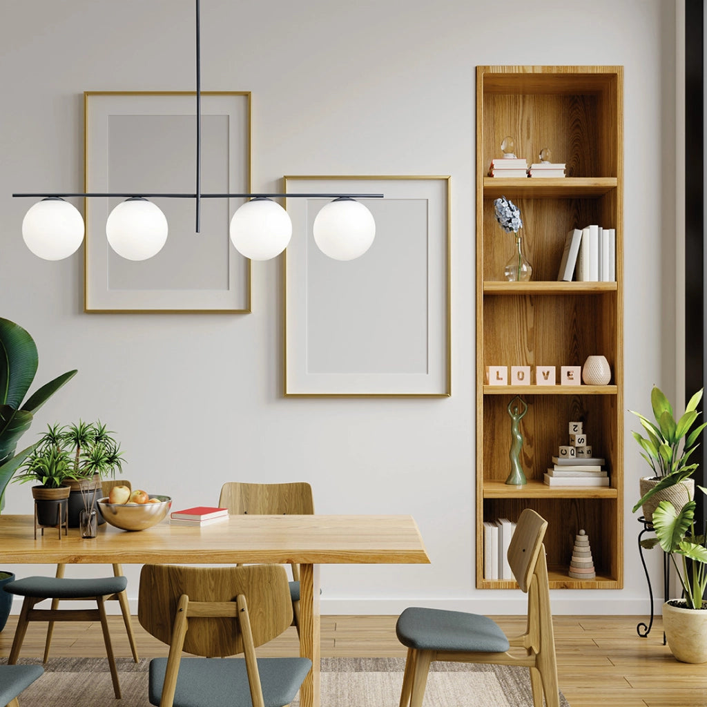 JUGEN LAMPADARIO SOFFITTO 4 LUCI VETRO BIANCO MONTATURA OTTANIO ATTACCO E27 D.20CM