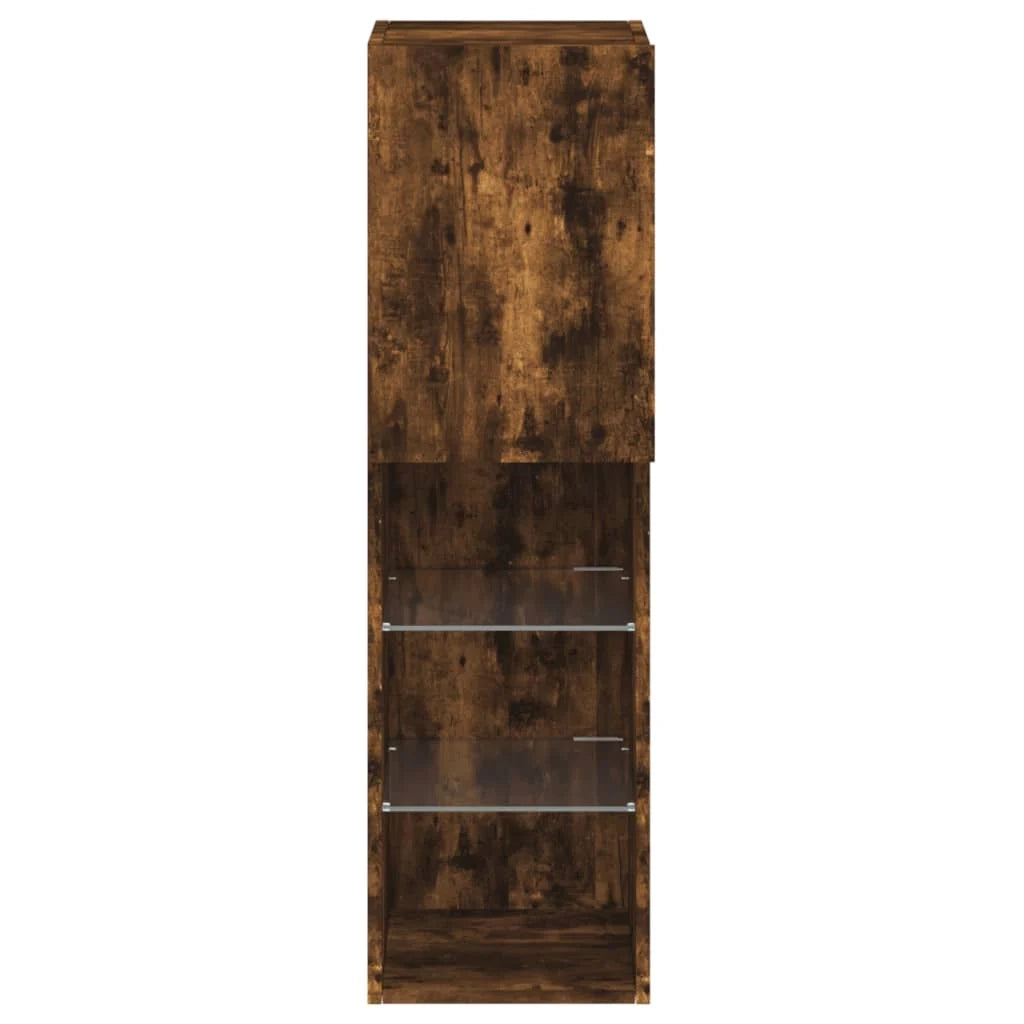 Mobile TV multimediale mensola TV credenza mobile TV per sala da pranzo soggiorno camera da letto con luci LED 2 pezzi rovere affumicato 30,5 x 30 x 102 cm marrone 02_0028863