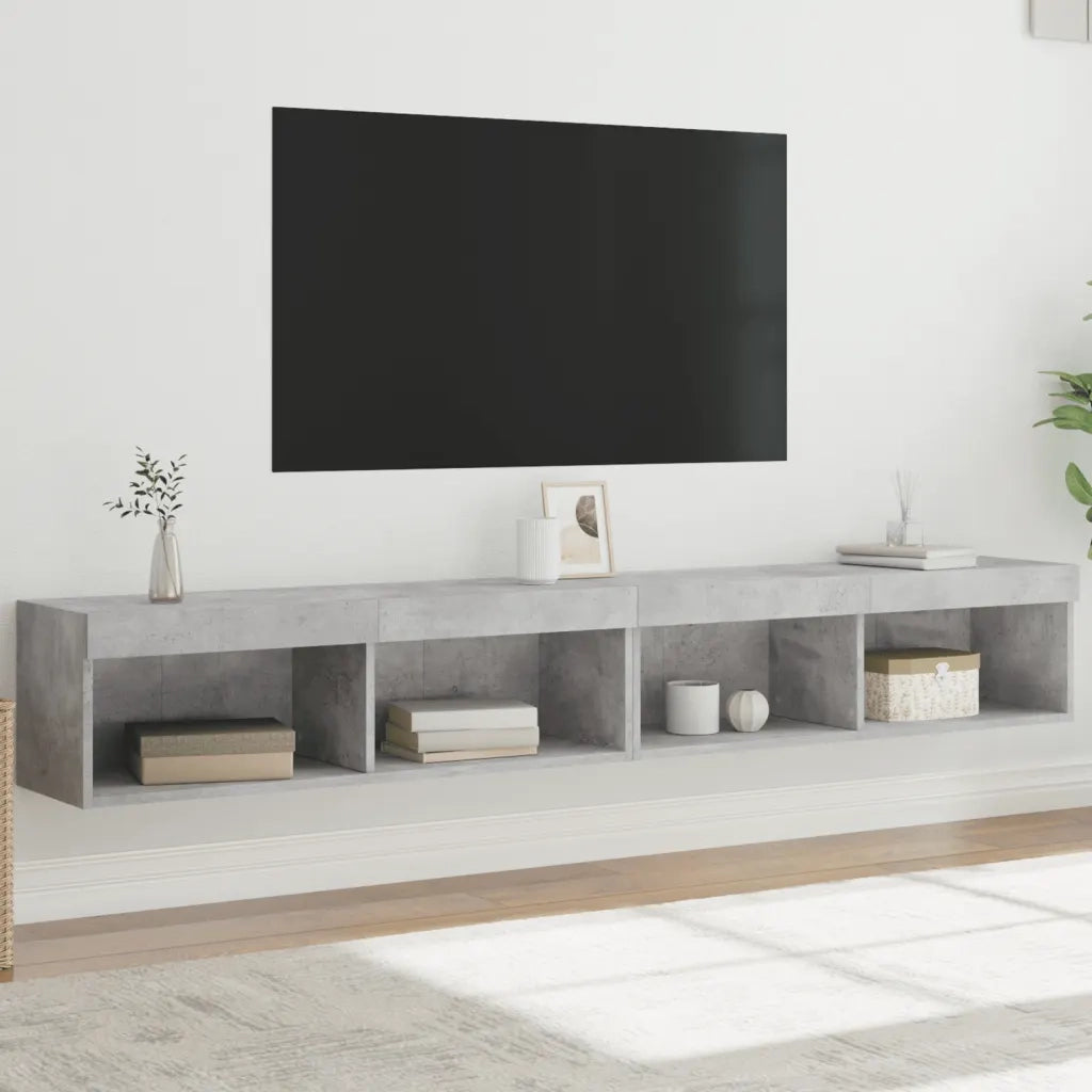 Mobili TV con Luci LED 2pz | Armadietto TV | Mobile Porta TV Grigio Cemento 100x30x30 cm