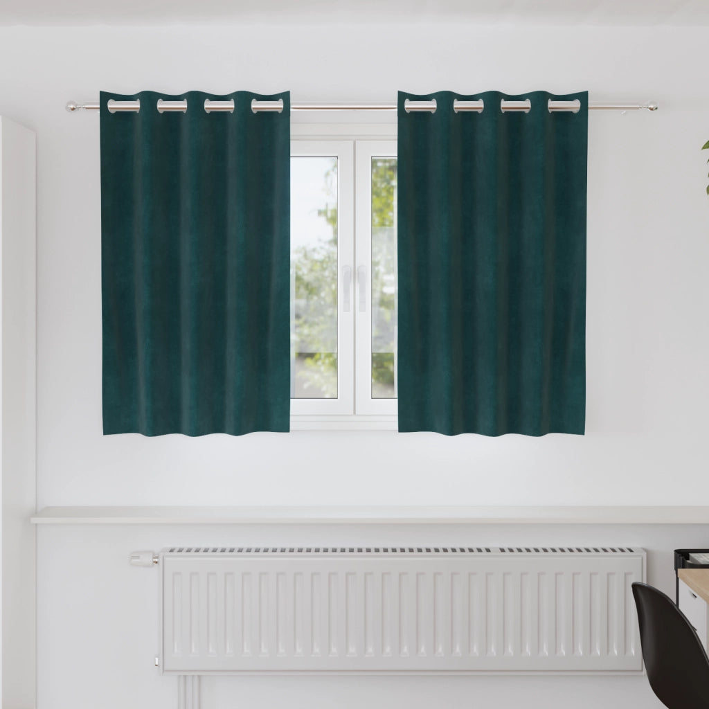 Tende oscuranti  con occhielli 2 pezzi Verde scuro in velluto
