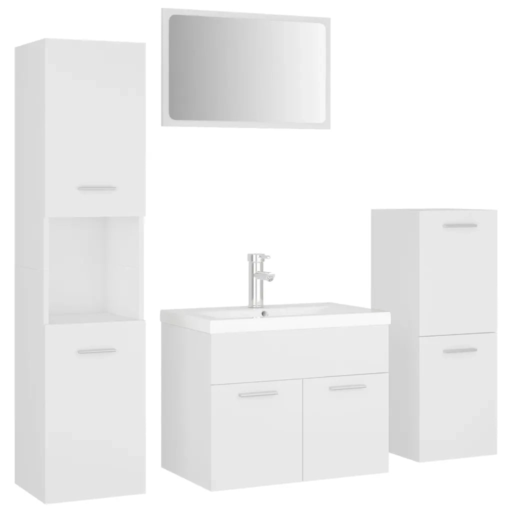 Set Mobili da Bagno Bianco in Legno Multistrato 3071360