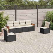 Set Divano da Giardino 6 pz con Cuscini-Sofa da Giardino-Divanetto da esterno Nero in Polyrattan 550136