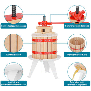 Set Mulino macina frutta 7 l e Torchio frutta 12 l con gabbia in legno e scacco di spremitura