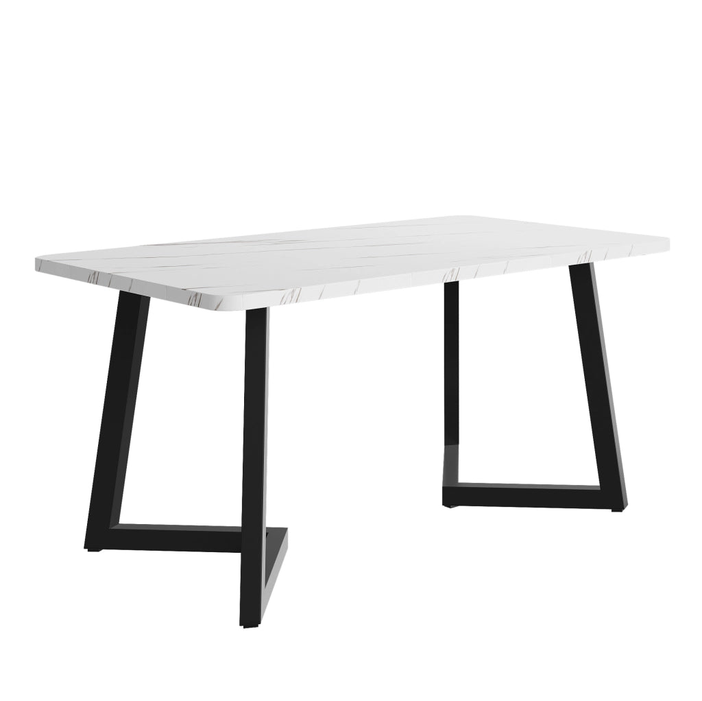 Tavolo da pranzo 117x68x75 cm in MDF con effetto marmo; bianco e nero