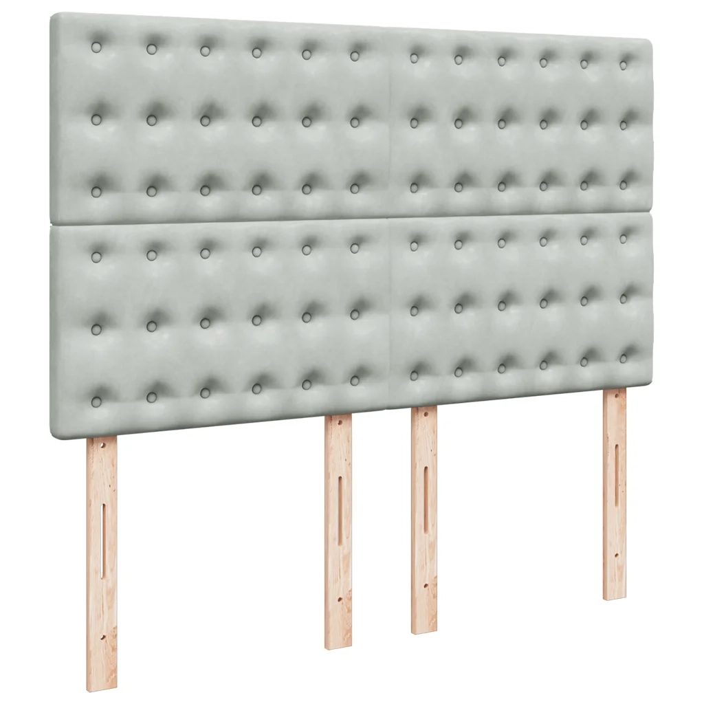 Giroletto a Molle con Materasso Grigio Chiaro 160x200cm Velluto