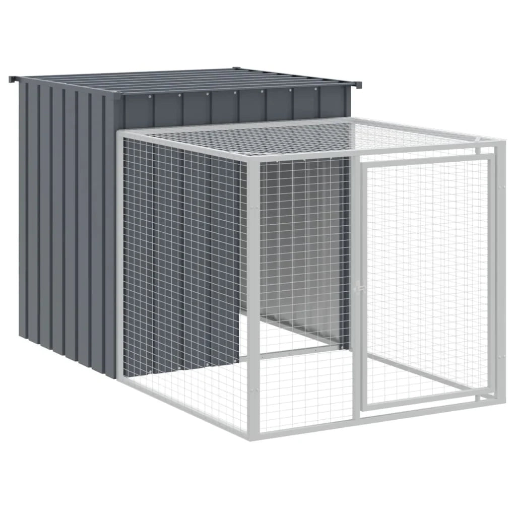 Recinto per pollaio con recinto per galline 110 x 405 x 110 cm in acciaio zincato antracite 02_0043941