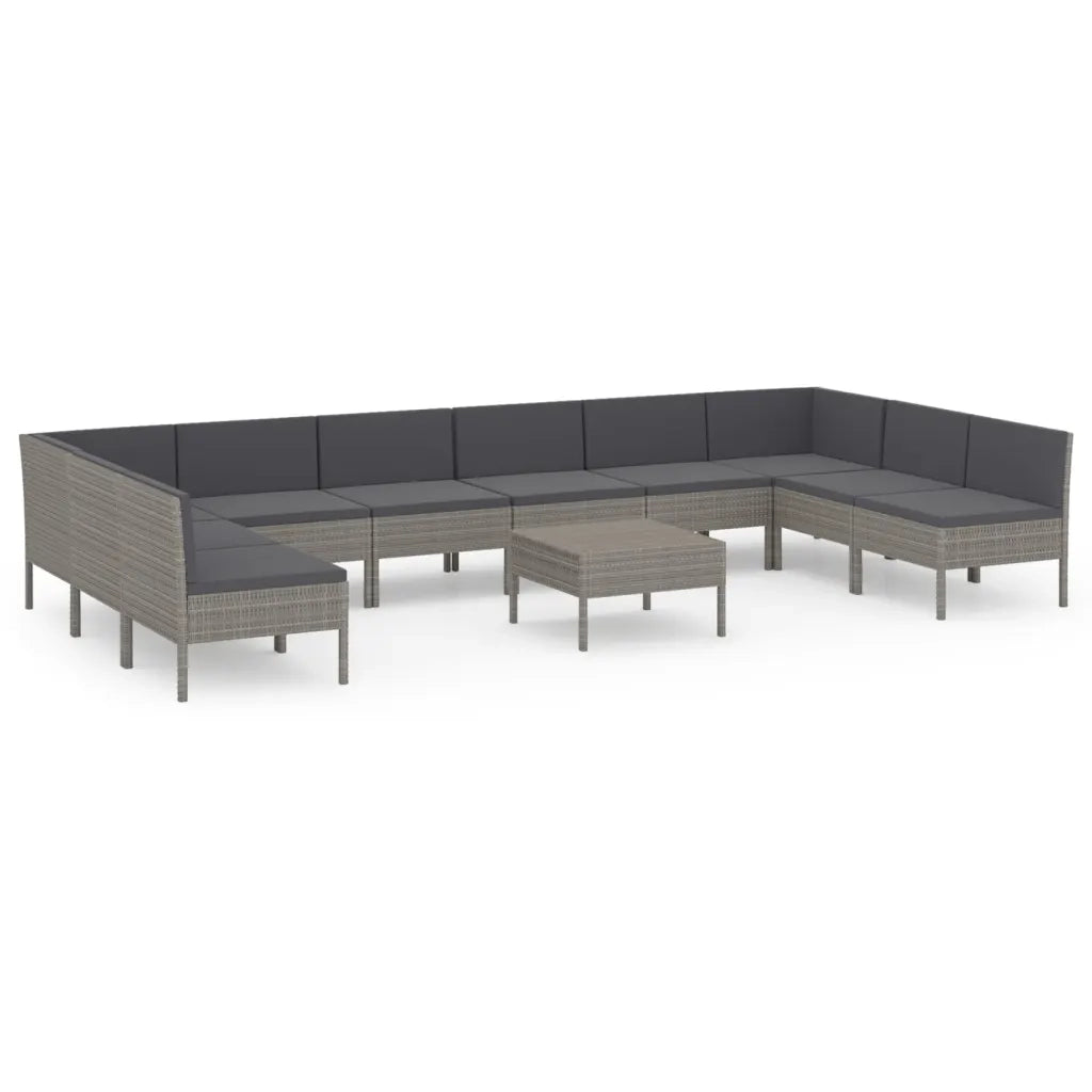 Set Divani da Giardino 11 pz con Cuscini in Polyrattan Grigio cod mxl 41994