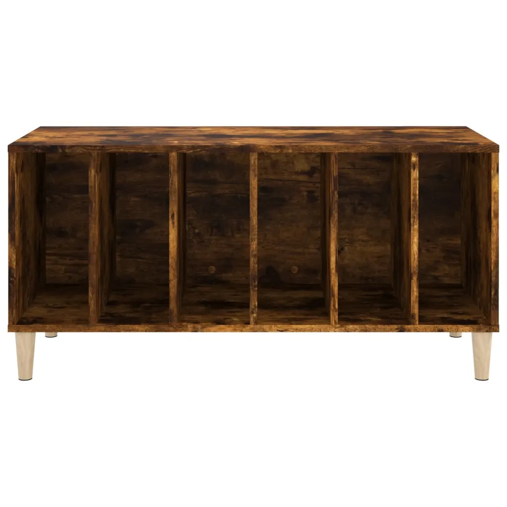 Mobile porta dischi classico ampia capacità 100 x 38 x 48 cm legno composito finitura rovere affumicato 02_0049219