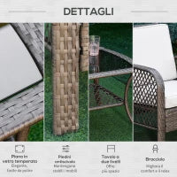 Set Mobili da Giardino in Rattan Marrone, Set Tavolino, Sedie e Divano da Esterno 4Pz con Cuscini Imbottiti Cachi