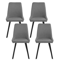 E-STYLO Sedia da pranzo in microfibra grigio scuro con gambe e struttura in metallo nero, 48cm X 60cm H. 87cm.