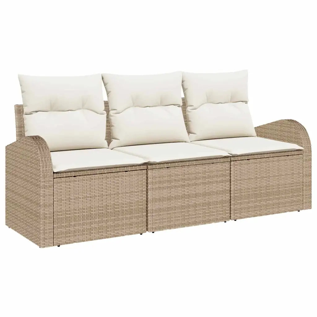 Set Divano da Giardino Beige polyrattan
