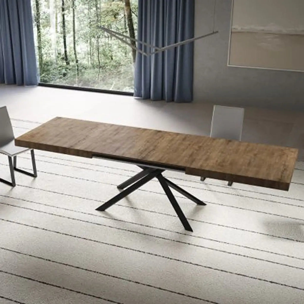 Tavolo allungabile 180/284x90 cm Niket colore noce gambe antracite