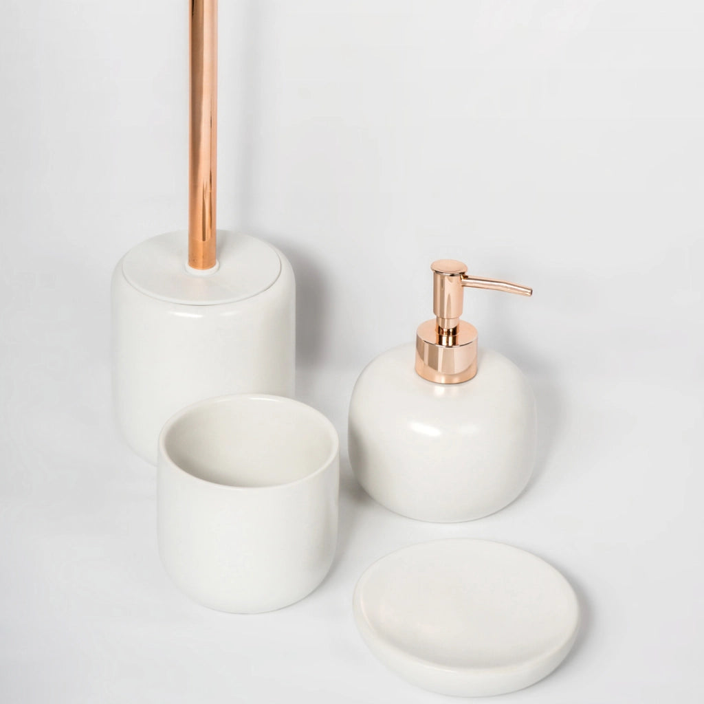 Porta Scopino da Appoggio Bianco Perla in Ceramica Mod. Clizia