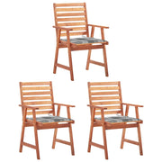 Sedie da Pranzo da Esterni con Cuscini 3 pz Massello di Acacia cod mxl 6305
