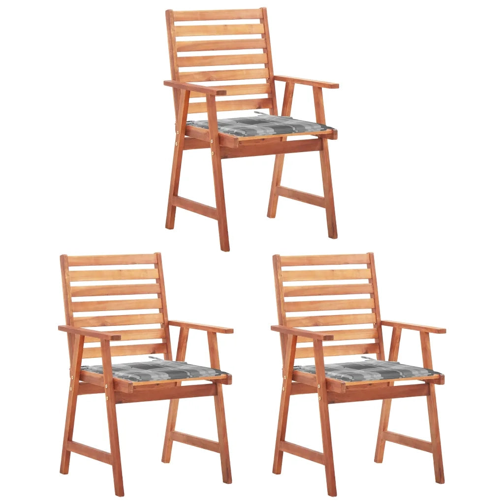 Sedie da Pranzo da Esterni con Cuscini 3 pz Massello di Acacia cod mxl 6305