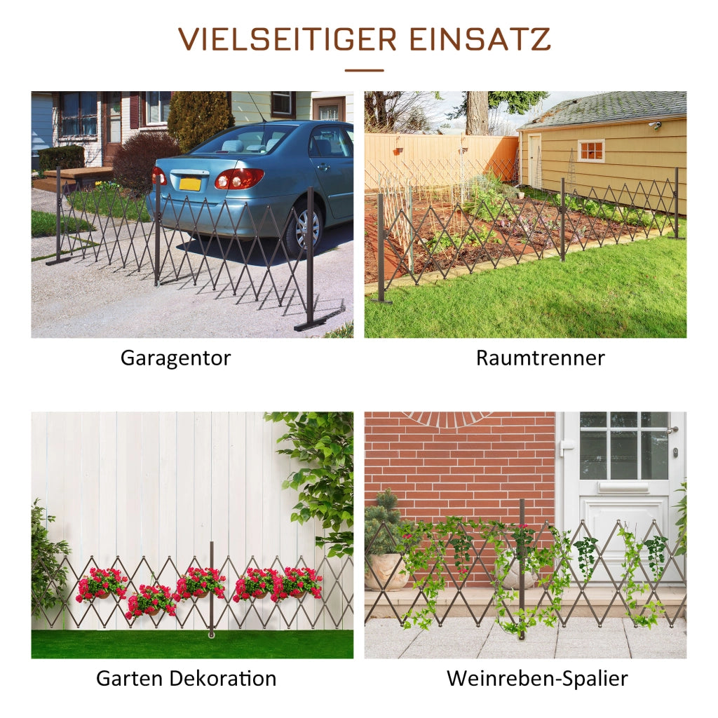 OKWISH Barriera Estensibile a Fisarmonica, come Divisorio o Supporto per Rampicanti da Giardino, Alluminio, Marrone Scuro