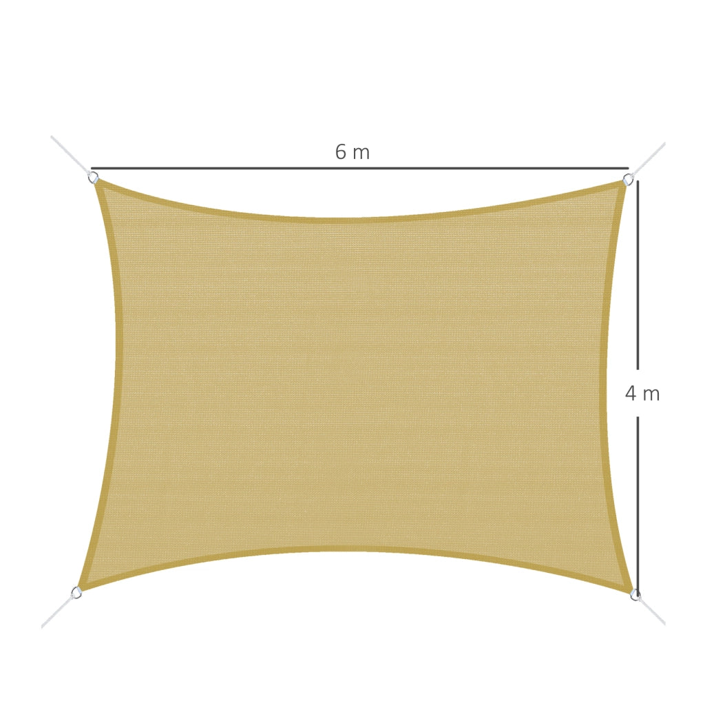 Telo ombreggiante rettangolare 6x4 m ¨C zephmum ¨C HDPE beige