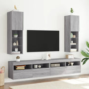 Mobili TV con Luci LED 2pz Grigio Sonoma 30,5x30x102 cm 837026