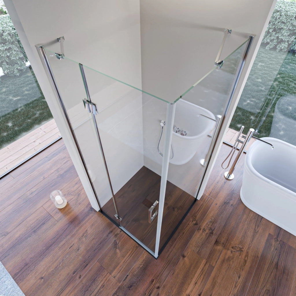 Box doccia due lati con porta battente 8mm h195 regina, misura 80x80