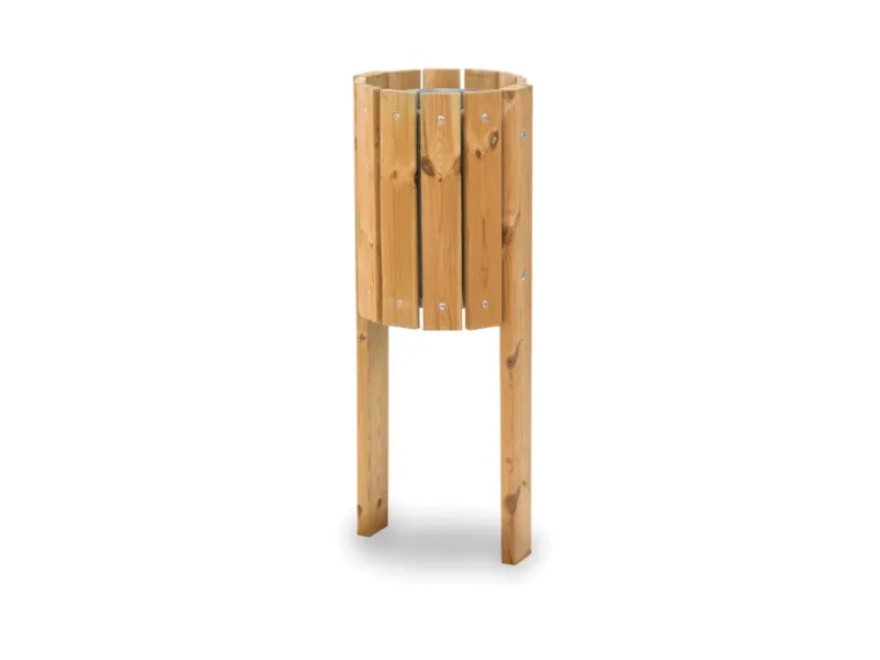 Cestino Tondo 517 Giochipark legno pino nordico acciaio zincato 28L Ø33x48h - Filo pavimento