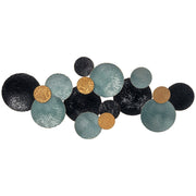 Decorazione Parete 3D con Cerchi ¨C zephmum ¨C Blu + Nero Metallo 121x4x53 cm