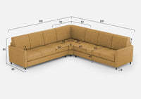 Divano Angolare 7 Posti 281x281x85 cm Karay in Tessuto Ocra