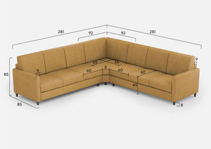 Divano Angolare 7 Posti 281x281x85 cm Karay in Tessuto Ocra
