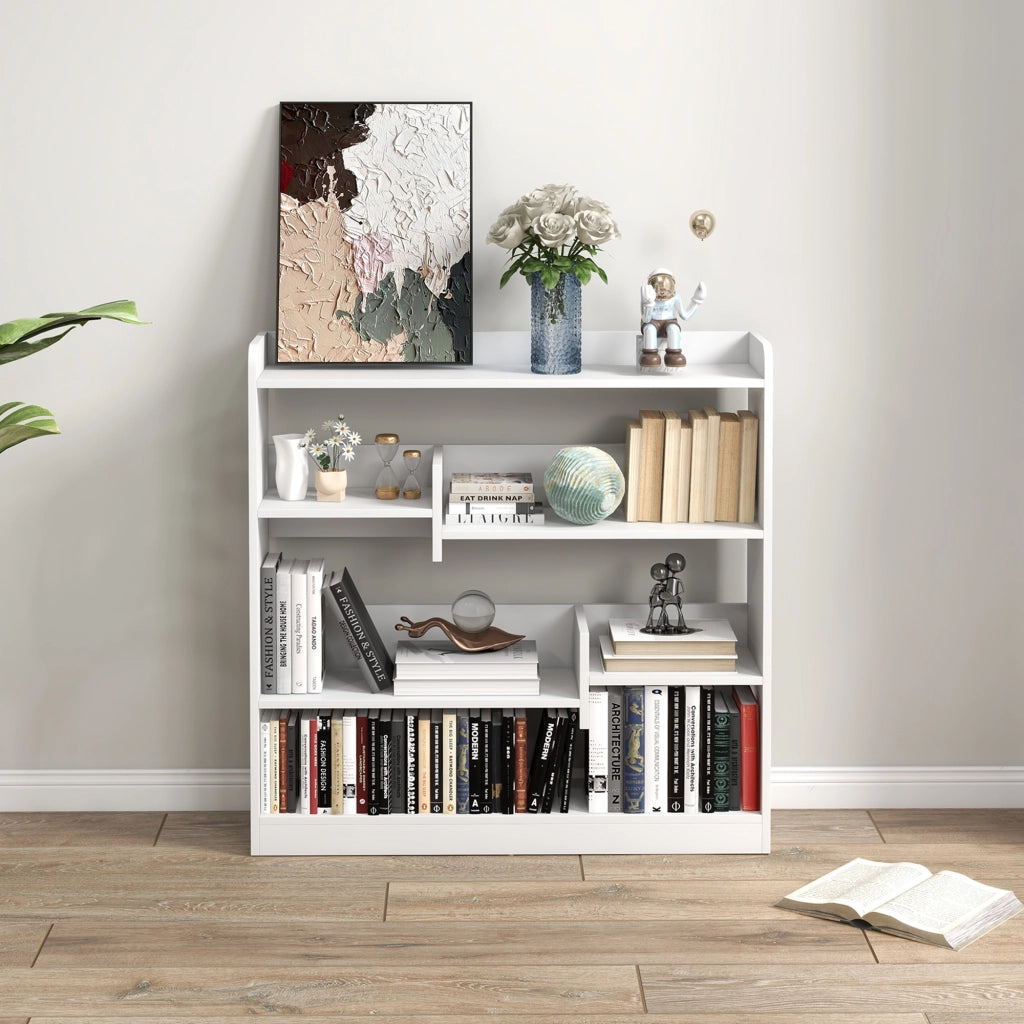 Libreria Scaffale Mobile con Ripiani ¨C Zephmum ¨C Bianco 90x24x91 cm