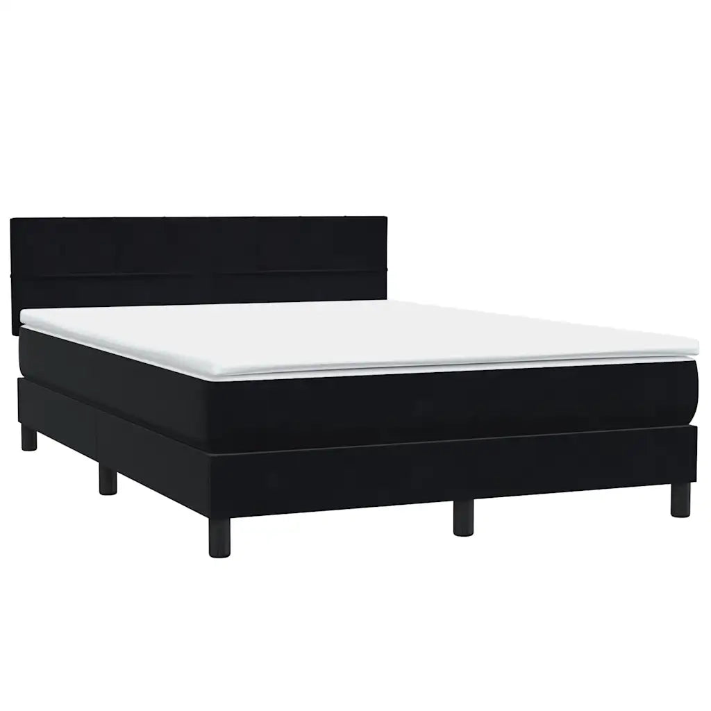 Letto a Molle con Materasso e LED Nero 160x210 cm in Velluto 3316889