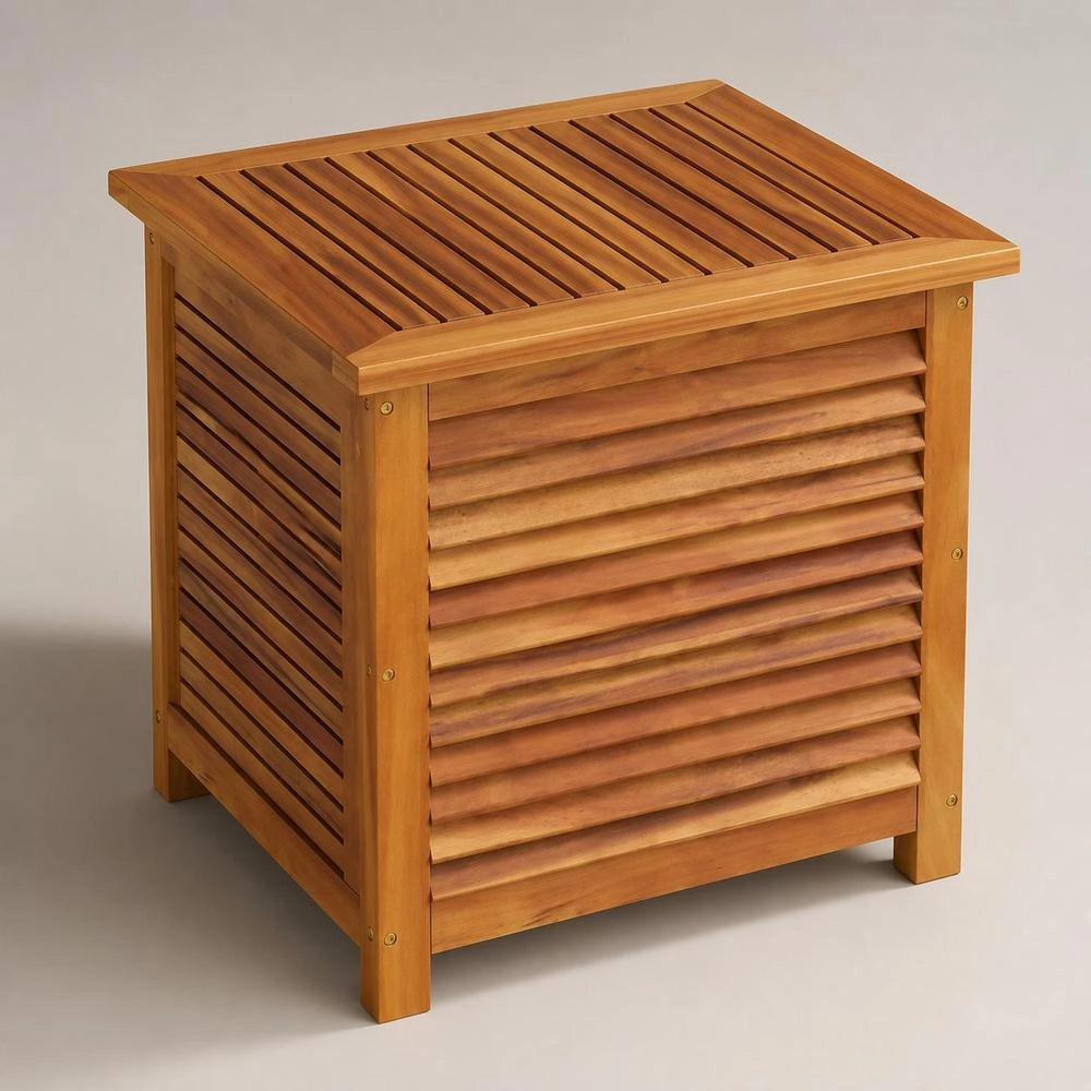 Garden Storage Box With Ventilation Slots, 60x50x56 Cm, Solid Acacia Wood